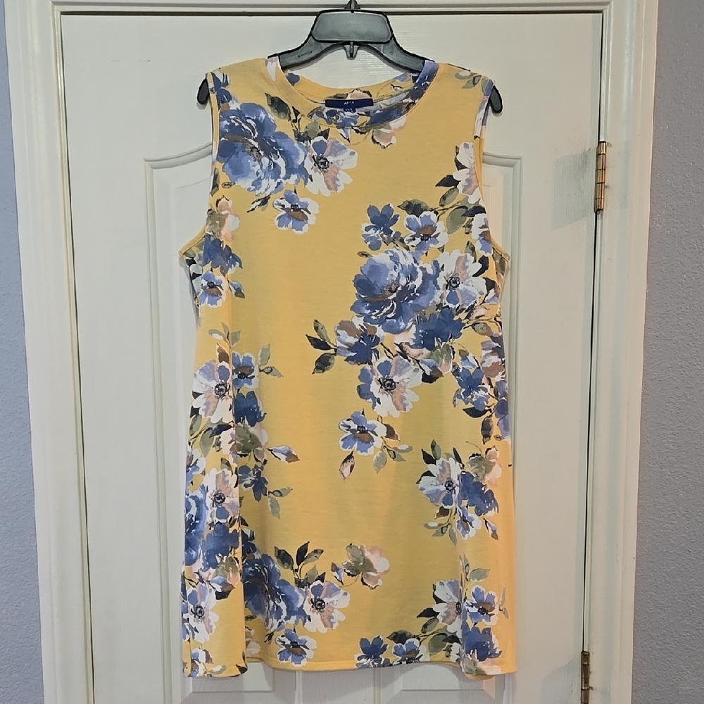 Apt. 9 Petite 2X Yellow and Blue Sleeveless A-line Mini Dress